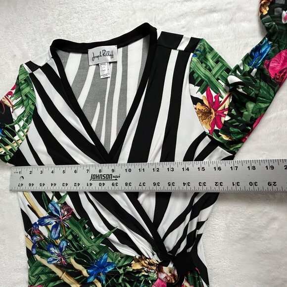 Joseph Ribkoff Womens Wrap Style Floral & Zebra Print 3/4 Sleeve Top Size 8 - Picture 5 of 8